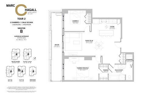 A floor plan for Marc Hagall Apartments shows apartment layout and dimensions.